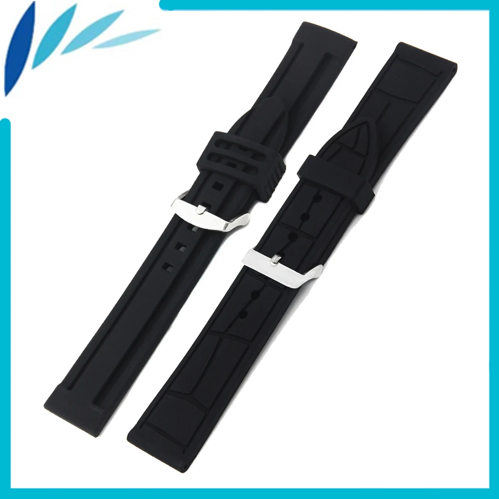

Silicone Rubber Watch Band 20mm 22mm for Longines L2 L3 L4 Master Flagship Conquest Strap Wrist Loop Belt Bracelet Black + Tool