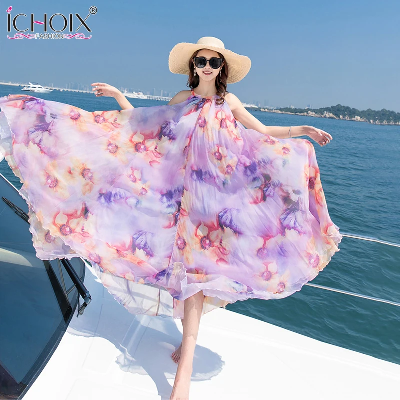 Женское шифоновое платье макси без рукавов Элегантное Длинное пляжное в стиле