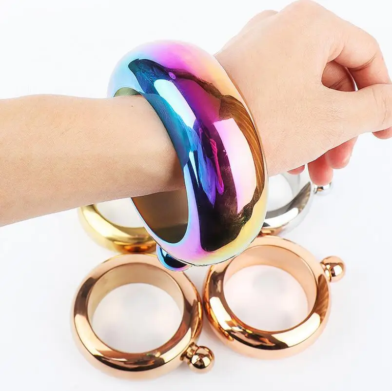 

3.5oz Stainless Steel Jug Bracelet Alcohol Hip Flasks Funnel Bangle Bracelet Jewelry Gift Funnel Bangle LX6968