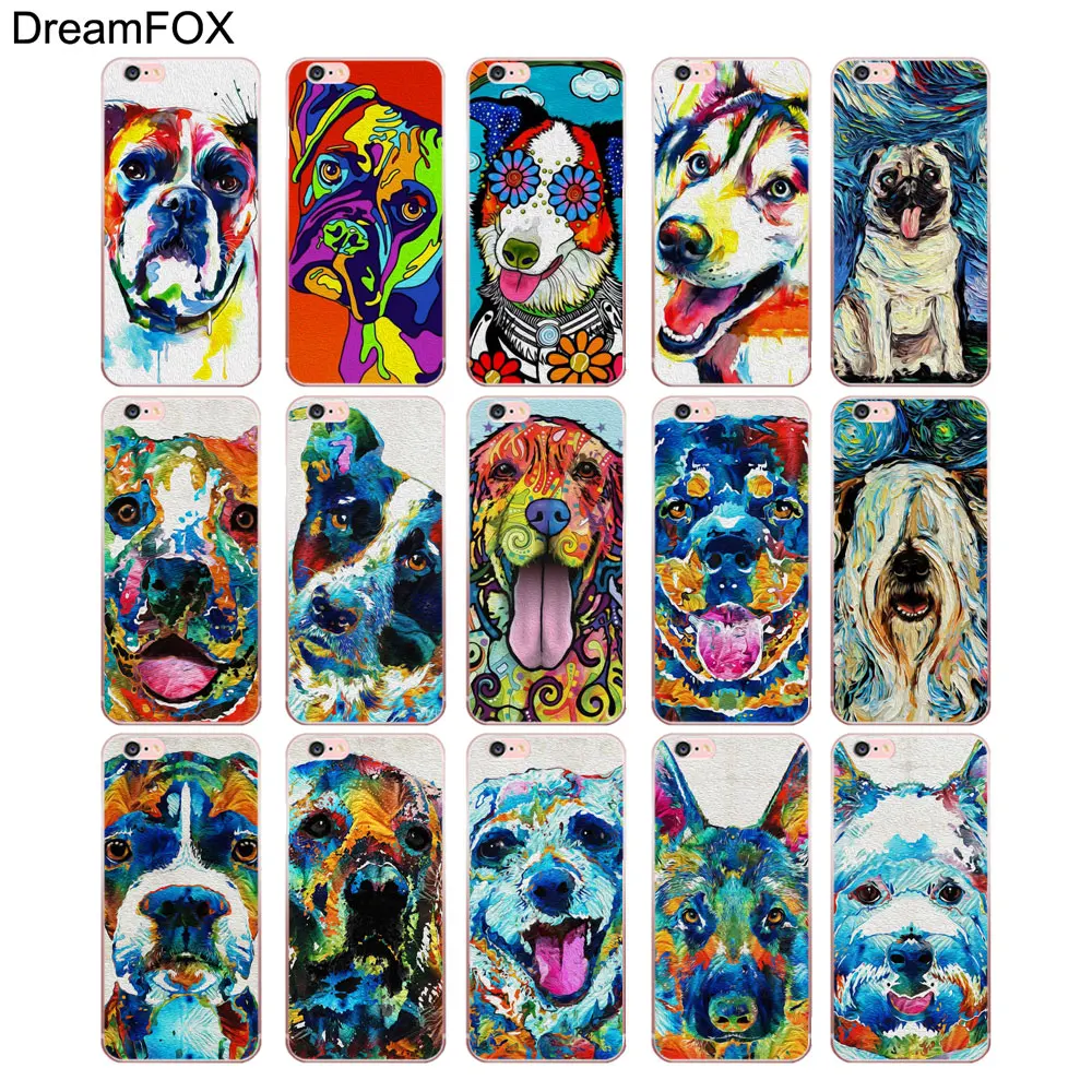 DREAMFOX N015 собака искусство Мягкий ТПУ силиконовый чехол для Apple iPhone XR XS Max 8X7 6 S Plus 5 5S