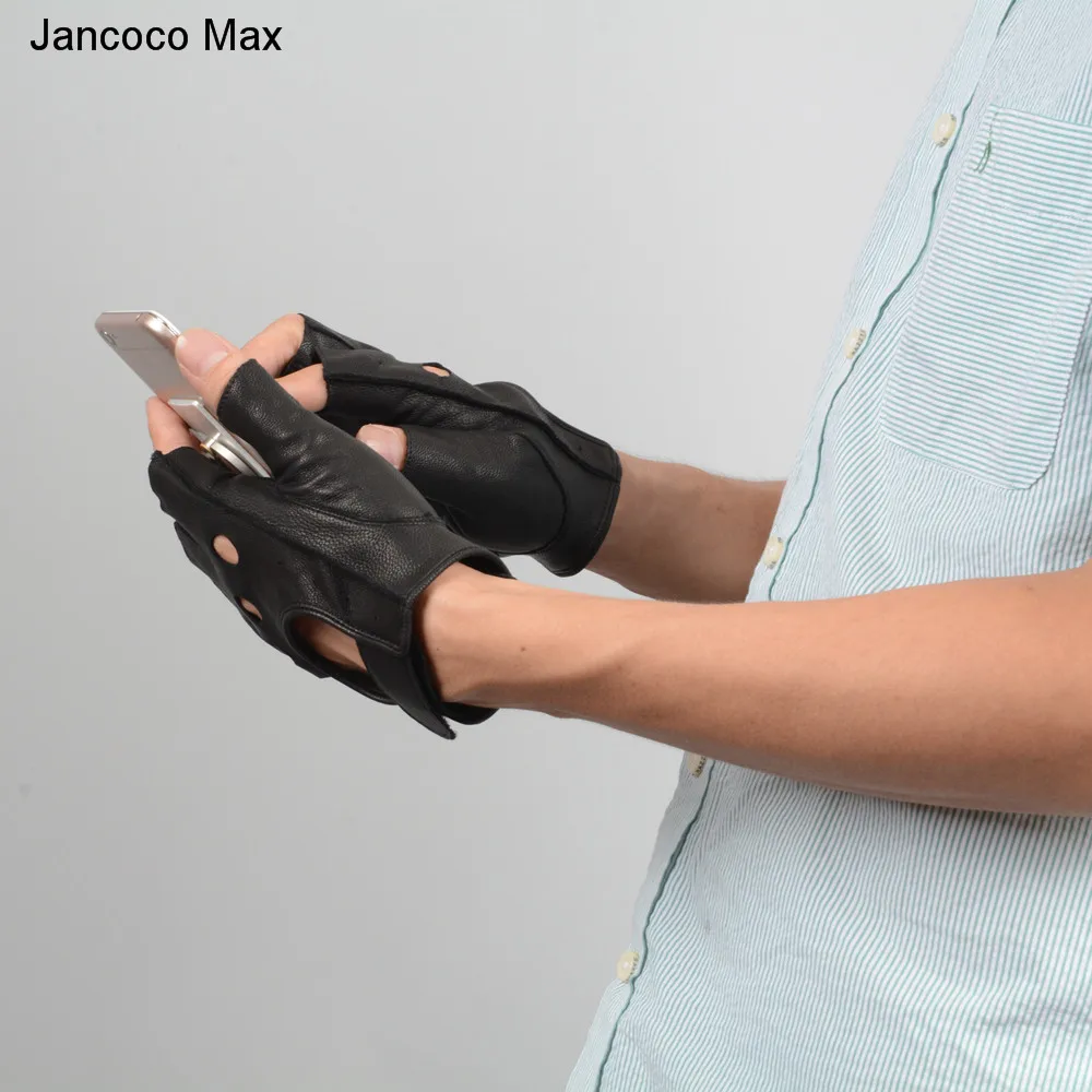 Jancoco Max мужские перчатки из натуральной оленьей кожи на половину пальцев, высококачественные перчатки для вождения без пальцев S7199