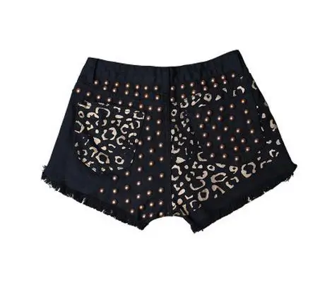 Женские джинсовые шорты K348 летние с высокой талией повседневные принтом и