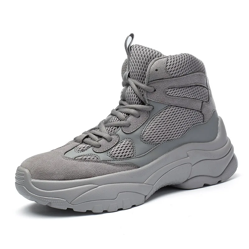 Gray basketball shoe Мужские кроссовки; кроссовки на массивном каблуке; обувь для папы; черные туфли на высокой платформе; мужские кроссовки; сетчатая обувь; мужские кроссовки на платформе; высокие кроссовки - Цвет: Gray basketball shoe