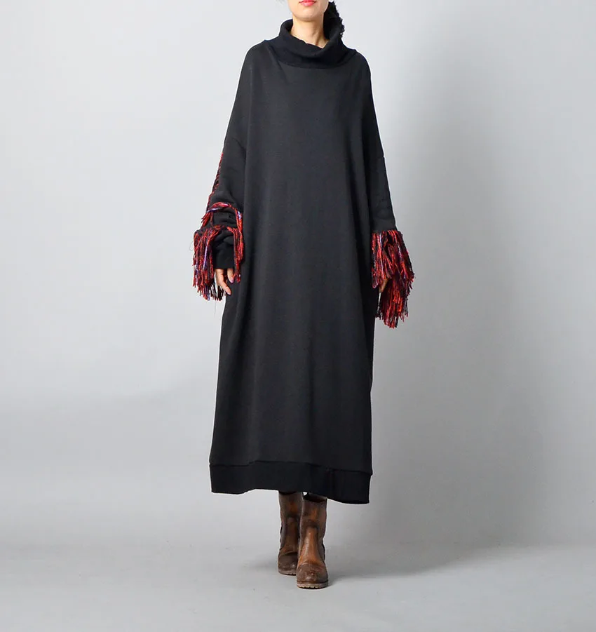 Женские свободные толстовки в стиле ретро с длинными рукавами и кисточками