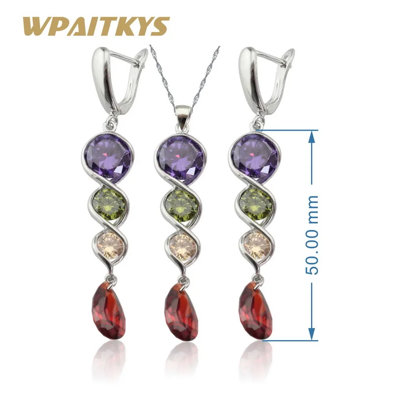 Женский ювелирный комплект из колье и серёг серебристого цвета|cubic zirconia jewelry