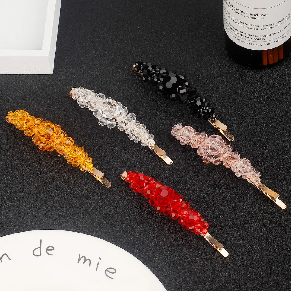 Металлическая заколка для волос боковая разноцветная с большими цветами и