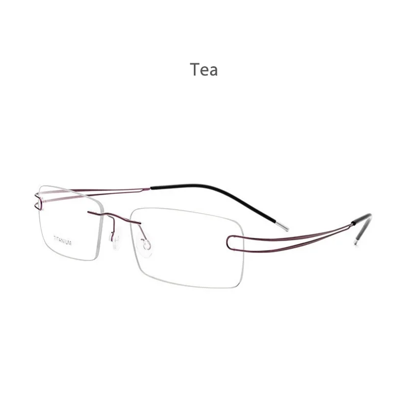 Tea HDCRAFTER из чистого титана, Ультралегкая оправа для очков без оправы для женщин, оптические оправы для близорукости по рецепту, мужские винтажные очки - Цвет оправы: Tea