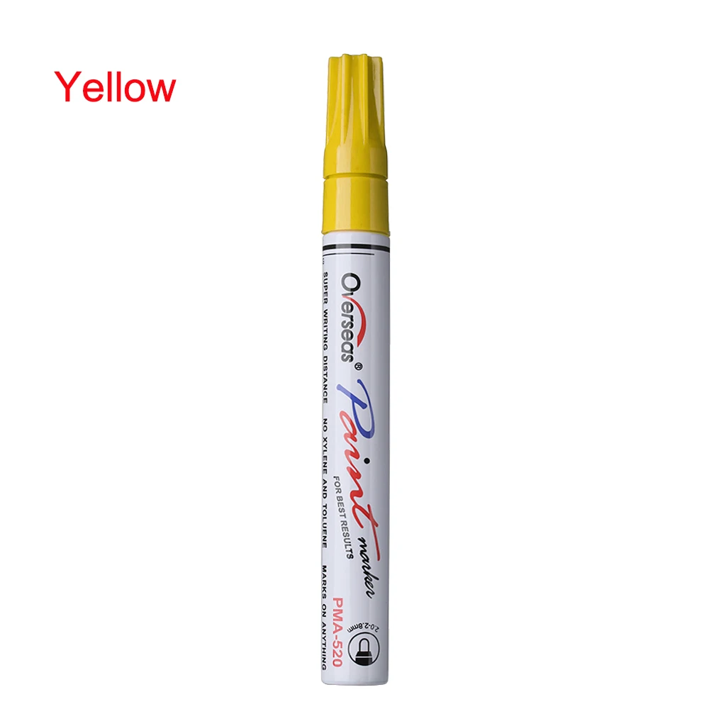 yellow Модный Универсальный водонепроницаемый масляный маркер с перманентной краской, ручка для шин, ручка для мотоцикла, автомобильных шин, протектора, резиновые металлические ручки для краски - Цвет: yellow