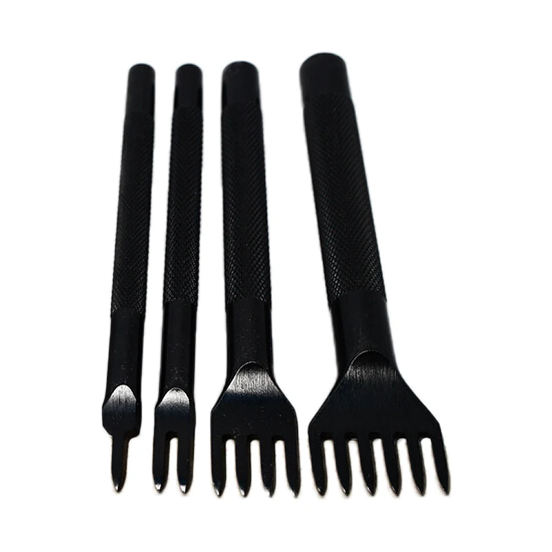 Economical 4pcs New 4mm Leather Craft Tools Hole Punches Lacing Stitching Punch 1+2+4+6 Prong DIY ds99 | Инструменты