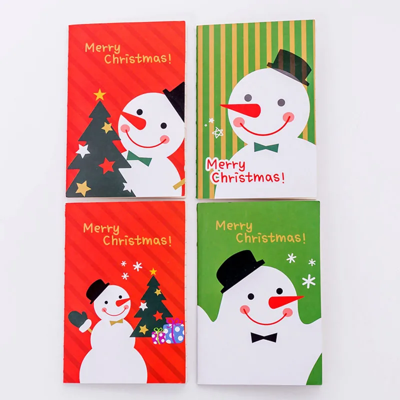 4 шт./лот милый карманный блокнот бумага для ноутбука с рождественским рисунком