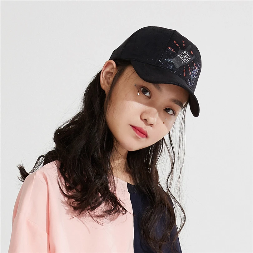 Черный Бейсбол Кепки шляпа Для женщин Лето 2017 г. письмо Rock Me жесткий модная