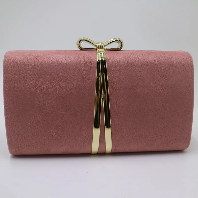 Pink Королевский Соловей галстук-бабочка коробка клатч розовые замшевые вечерние сумки и вечерние сумки для женщин Вечеринка Выпускной красный зеленый желтый - Цвет: Pink