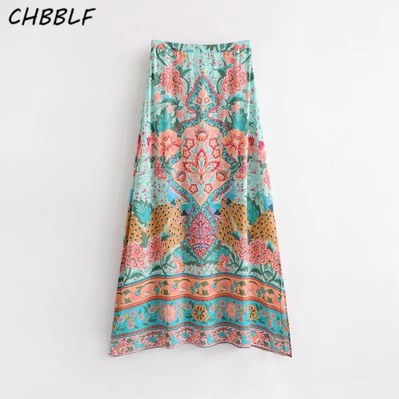 Весна-лето Новое поступление богемная плиссированная юбка с принтом Женская