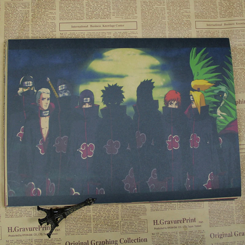 Уютный момент аниме Uzumaki Naruto постер Naruto Uzumaki Naruto/Итачи Учиха/Akatsuki Винтаж плакат из крафт-бумаги, ручной стержень, для кафе, для домашнего декора QT442