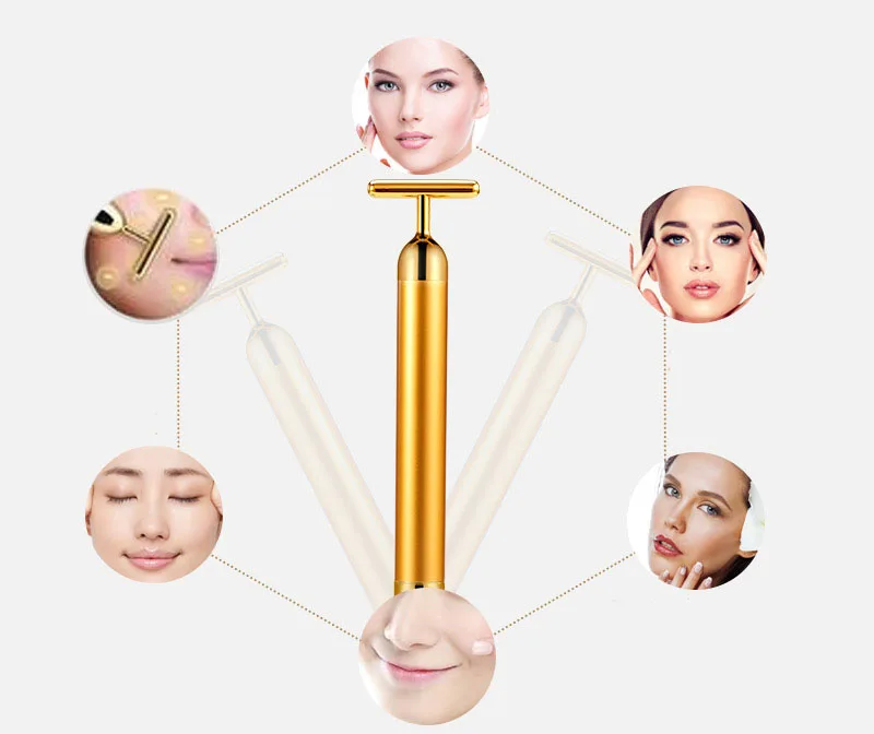 2 шт. 24K Gold Energy beauty Bar эффективный массажер стимулятор для лица Расслабление морщин против морщин массажное устройство