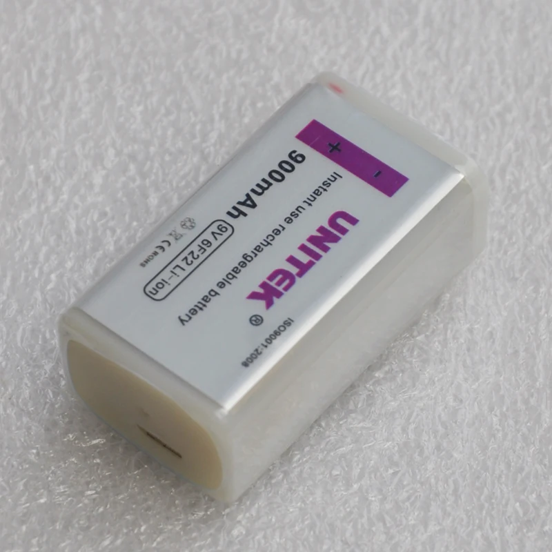 UNITEK 6F22 USB 9 в перезаряжаемая батарея 900 мАч литий-ионный аккумулятор для беспроводного микрофона гитары эквалайзер дымовая сигнализация мультиметр