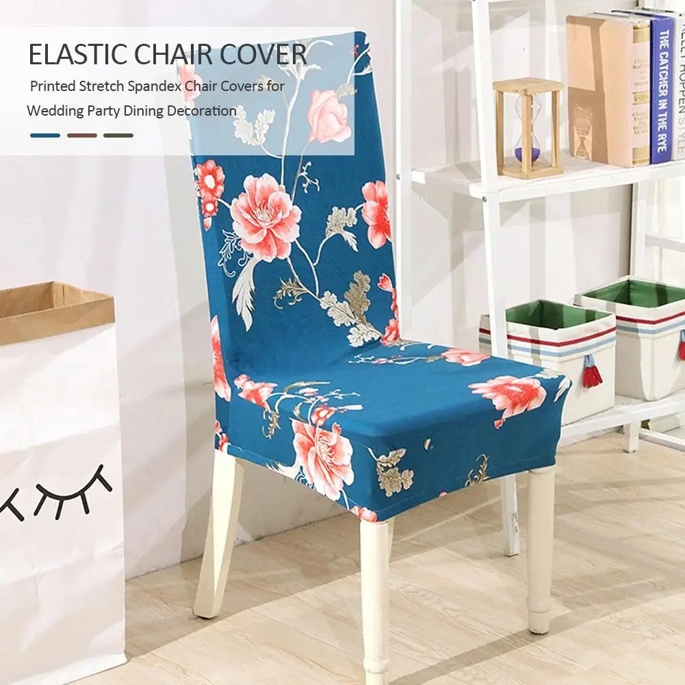 4 шт. эластичный чехол для стула с цветочным принтом Стрейчевые чехлы сидений из