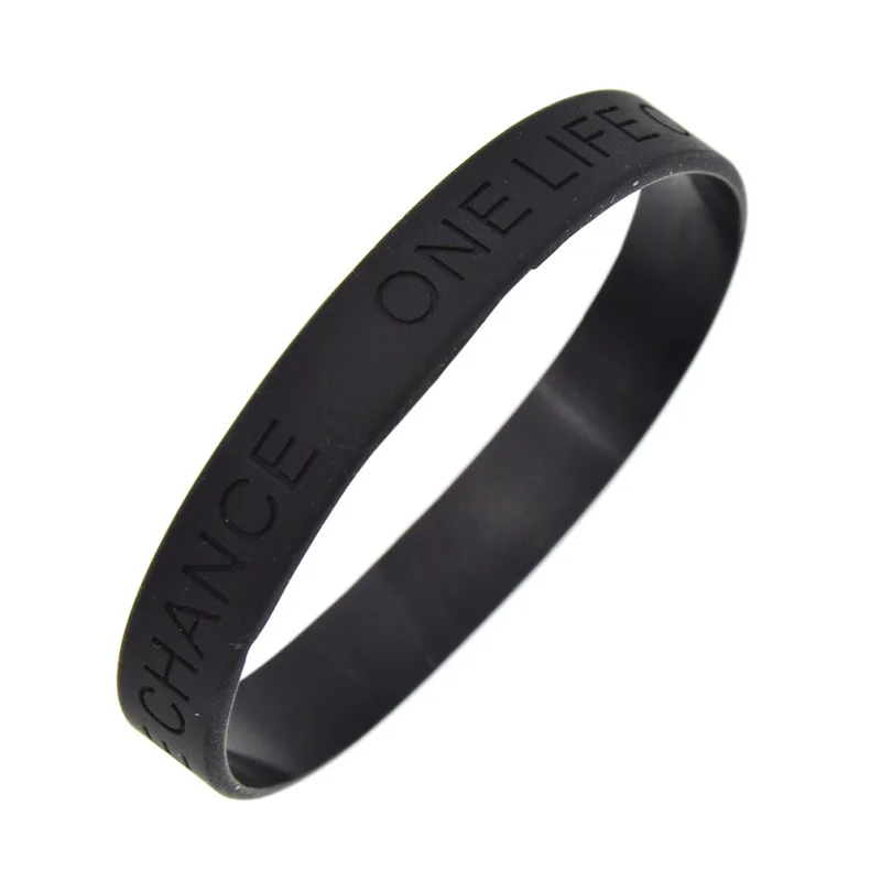 Lukeni 1 ПК одна жизнь один шанс Wristband Силикона Гравированный браслет цвет: черный, синий зеленый резиновые браслеты и браслеты ювелирные изделия SH066