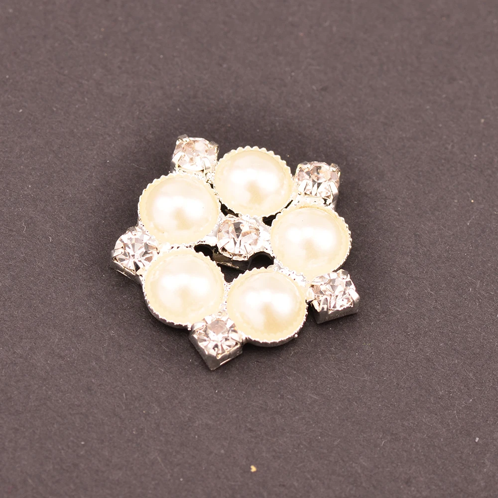 

Rhinestone Pearl Embellishment 20MM 100PCS/Lot Flat Back Silver Color Used On Invitation Decoration KD58