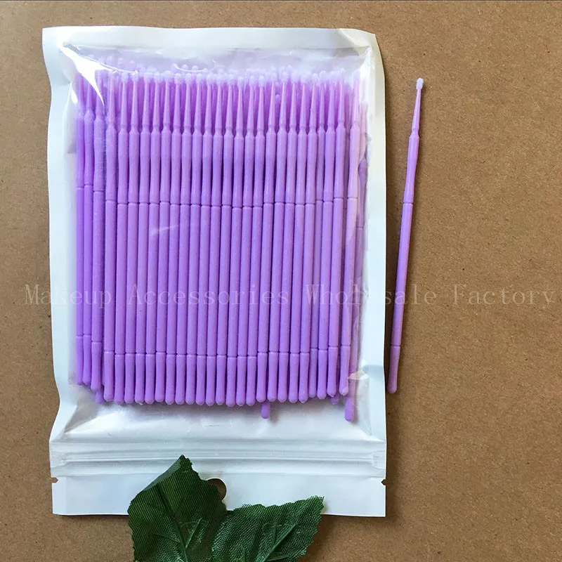 purple 500 шт цветные микро одноразовые аппликаторы для наращивания ресниц, индивидуальные аппликаторы, кисточка для туши для женщин, инструмент для макияжа глаз - Handle Color: purple
