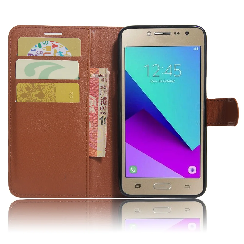 J2Prime Case for Samsung J2 Prime Grand Cases Wallet Card Stent Lichee Pattern Flip Leather Covers Protect Cover Black SM | Мобильные