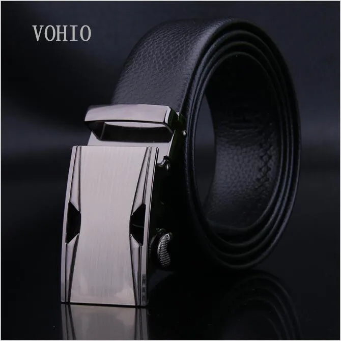 Ремень мужской из 2017 натуральной кожи автоматический черный с металлической