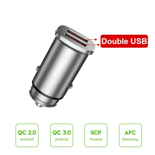 Baseus 30 Вт Быстрое Автомобильное зарядное устройство с двумя USB C PD QC 4,0 Быстрая автомобильная зарядка для Iphone X XS Max huawei samsung Автомобильное зарядное устройство для мобильных телефонов - Название цвета: Silver 2 USB