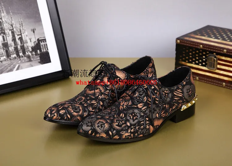 Men leather shoes nubuck purple spiked loafers dress wedding mens pointy velvet slippers flower printing oxford flats | Обувь