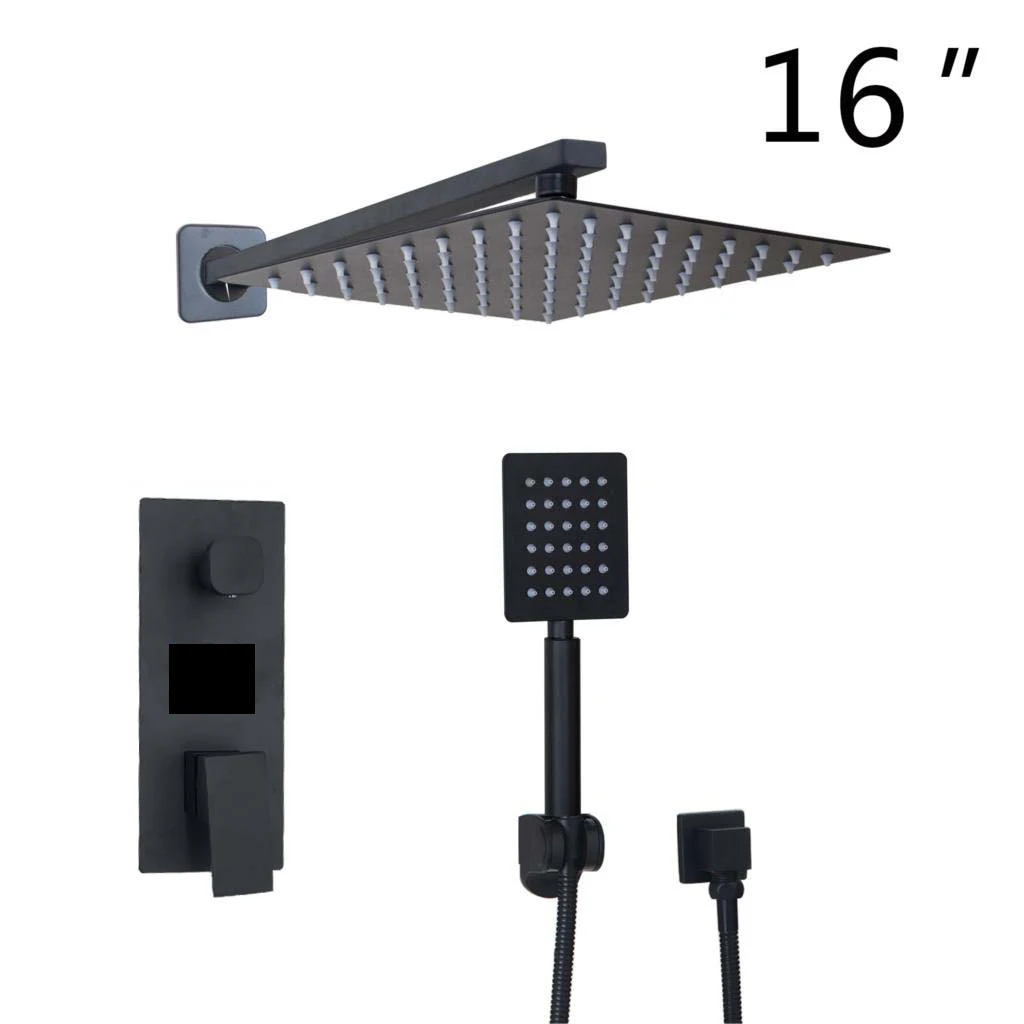 16 inch full set 07 KEMAIDI Ванная комната душевой кран 3 функции черный цифровой смесители для душа набор осадков Насадки для душа 2 Цифровой оптический кабель Дисплей смесителя - Цвет: 16 inch full set 07