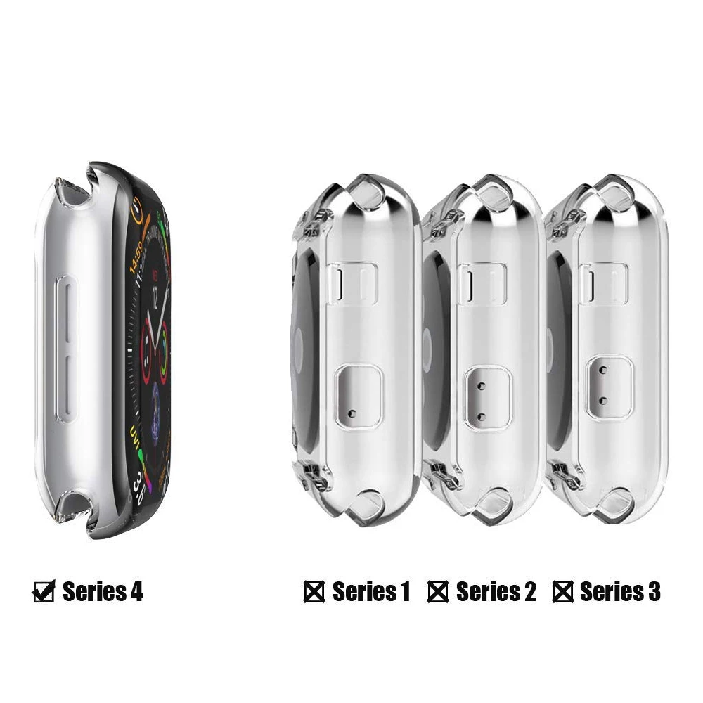 Чехол для защиты экрана apple watch 5 4 чехол iwatch 44 мм 40 полностью мягкий силиконовый