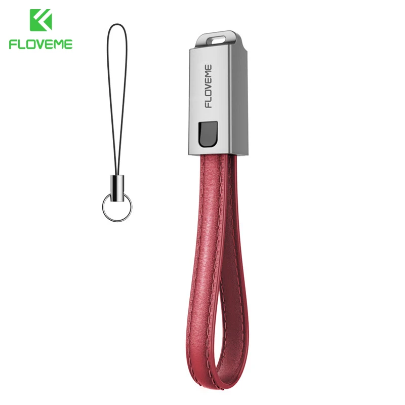 Red FLOVEME USB кабели для iPhone кабель IOS 10 2.1A зарядный кабель для iPhone X Xs Max Xr 8 7 6 6s 5S iPad Air брелок кожаный короткий - Цвет: Red