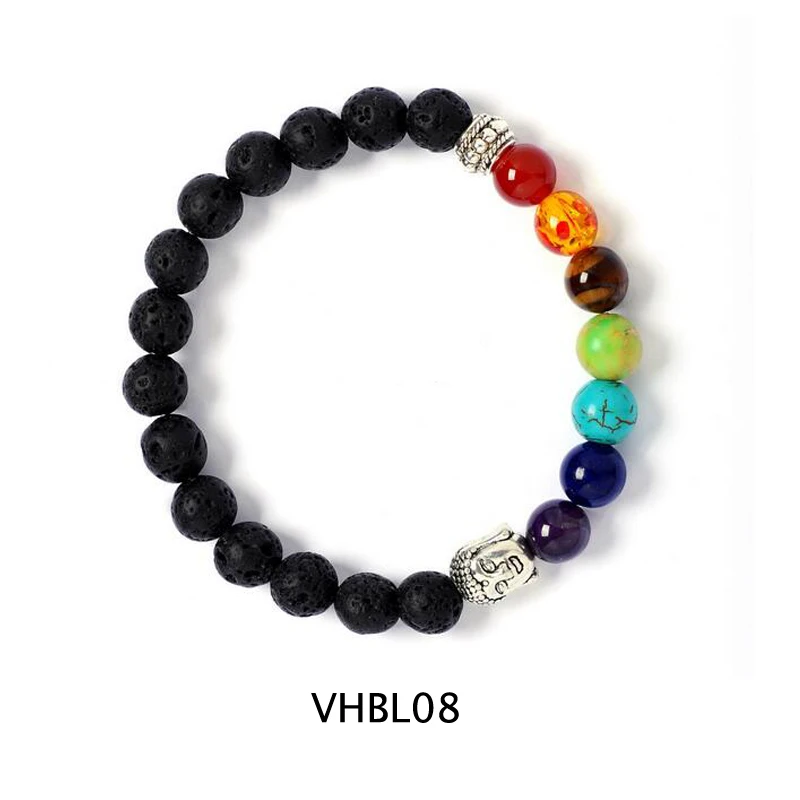 VHBL08 Vicky-домашнее ювелирное изделие с эфирным маслом чакра Лава браслет с глиной 6 мм-8 мм круглый аромашарик браслет духи браслет - Окраска металла: VHBL08