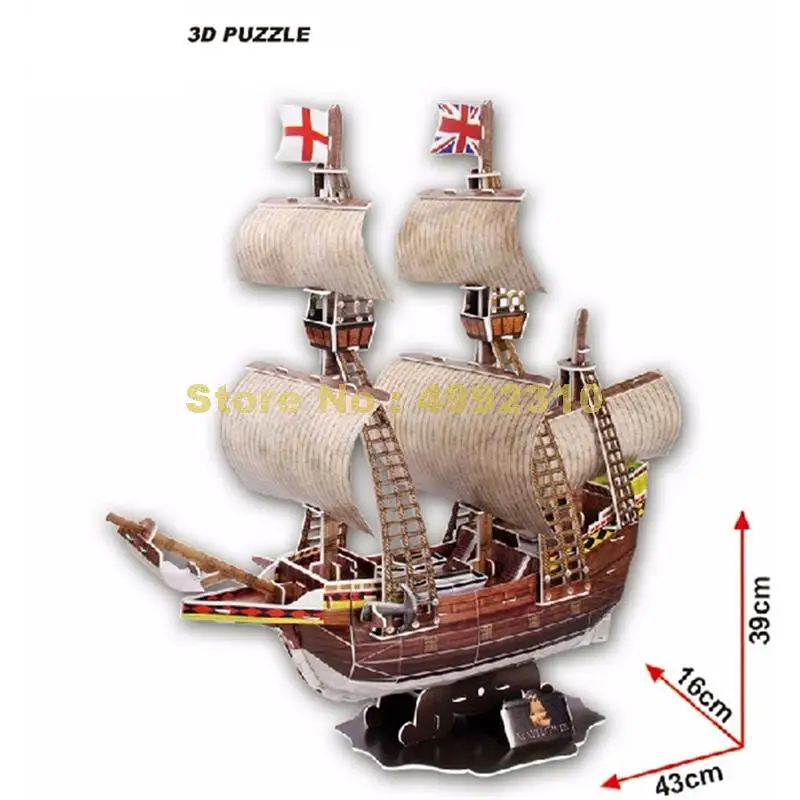 111 шт модель парусного корабля mayflower классический корабль 3d головоломка игрушка бумажная модель игрушки