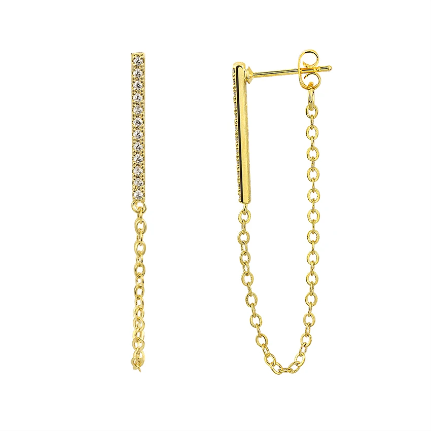 Stainless Steel Long Chain Earring Bohemian Jewelry Gold Color Bar Charm Drop Statement Earrings For Women Wedding Accessoires | Украшения