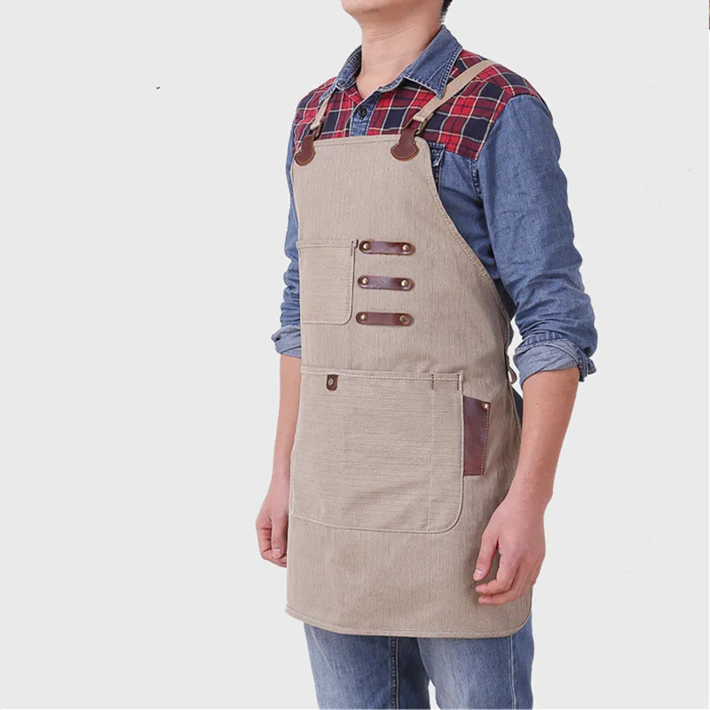 Однотонный холщовый фартук для работы и магазина креативный Водонепроницаемый