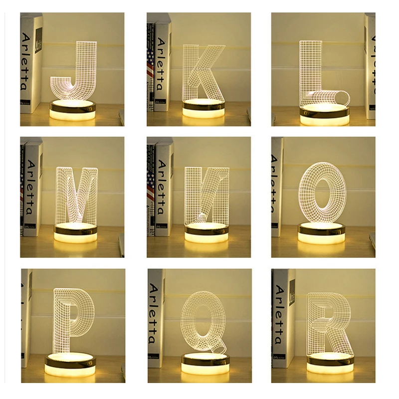 Новинка освещение Буква W 3D LED лампа ребенка ночник decorationg спальня Luminaria usb