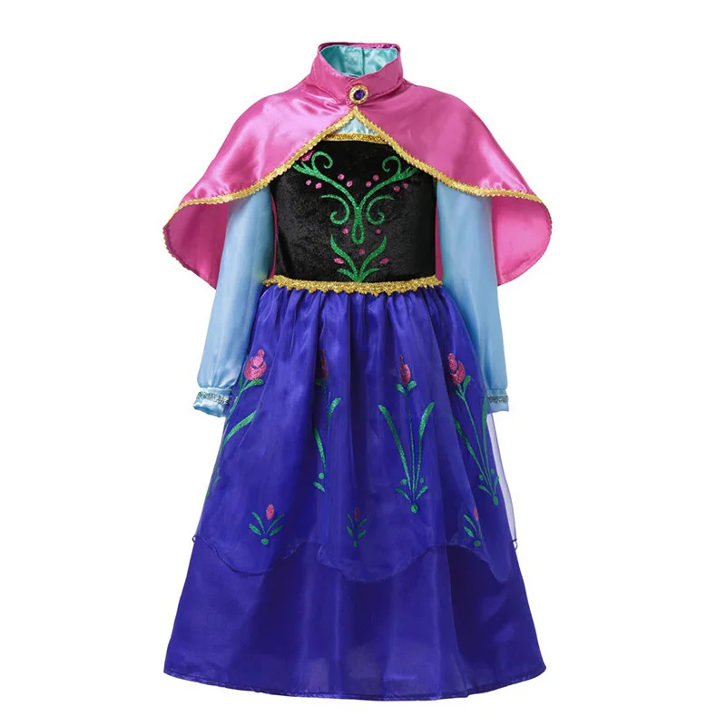 Anna Dress 02 Платье принцессы Анны и Эльзы для девочек; Детский карнавальный костюм; детская Снежная королева; Эльза и Анна; нарядное платье Эльзы для Хеллоуина - Цвет: Anna Dress 02