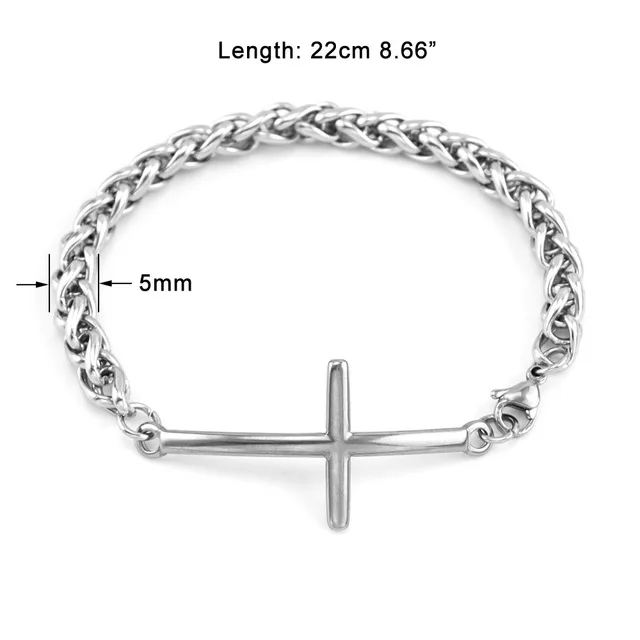5mm 22cm Браслет из нержавеющей стали - Окраска металла: 5mm 22cm