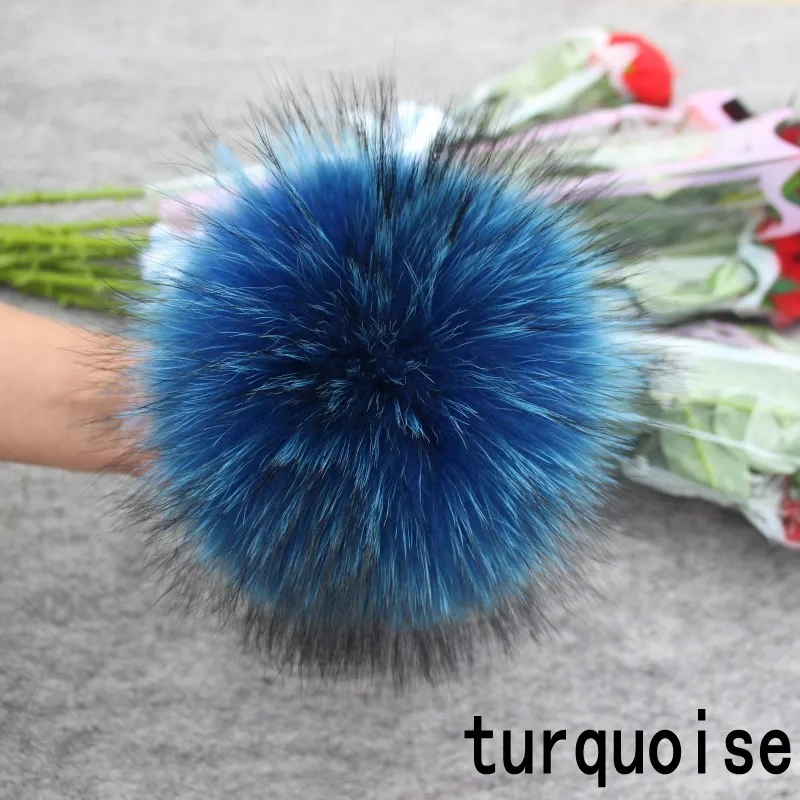 14/16/18 см DIY из натурального енота меховым помпоном и пышная юбка из натурального меха с меховым помпоном для зимние Для женщин шляпа шапка вязаная шапка головные уборы Skullies - Цвет: turquoise 14cm
