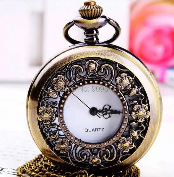 

New design fashion hot selling alloy hollow out charming pendant pocket watch with chain 10pcs/lot