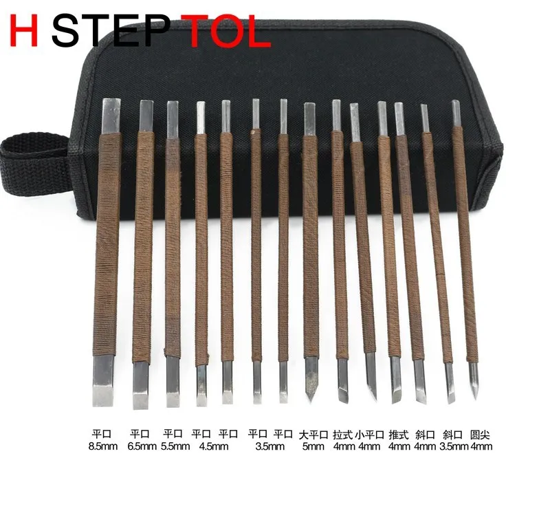 14 шт. марганца Сталь ксилография стороны дерева Вырезка Рыхлители Ножи