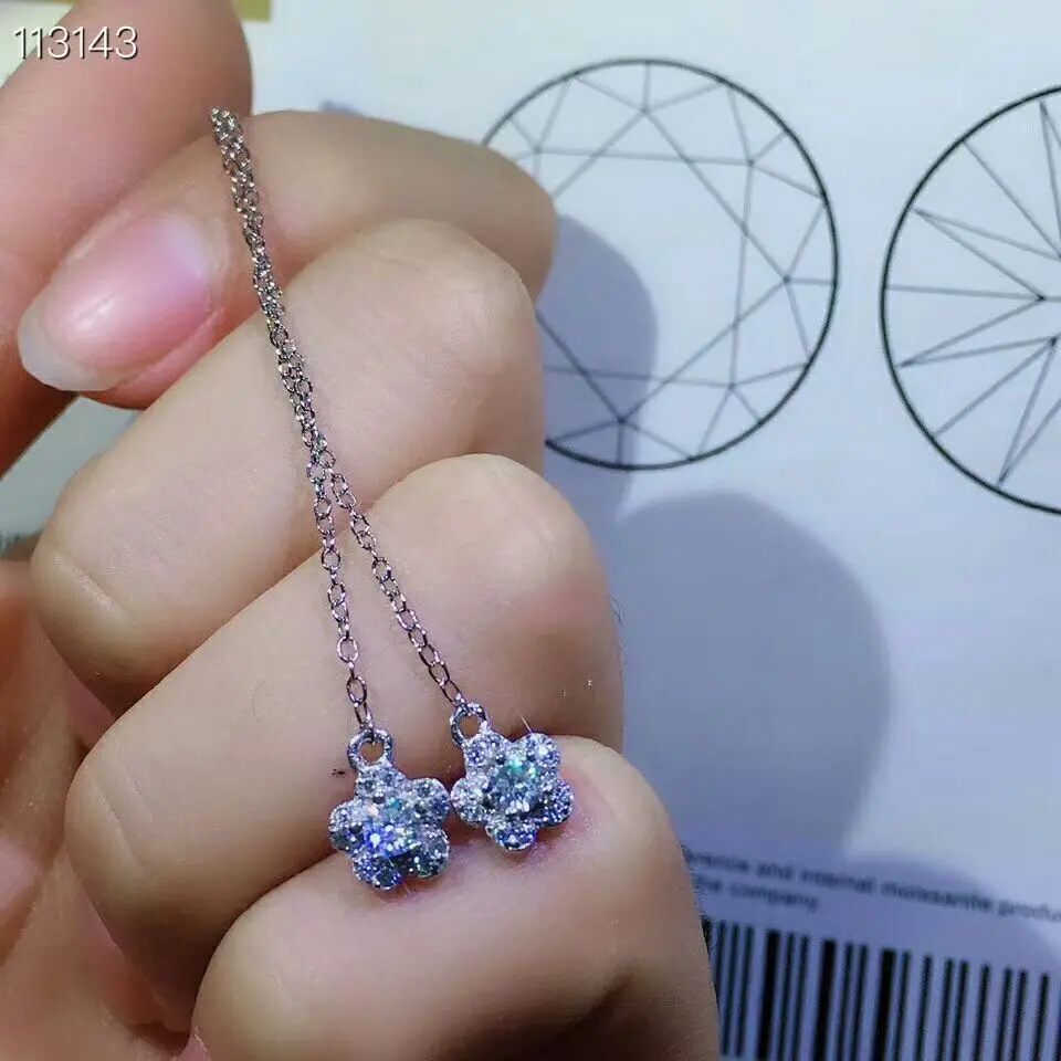 Женские серьги-капельки с моисанитом MeiBaPJ длинные серьги из стерлингового