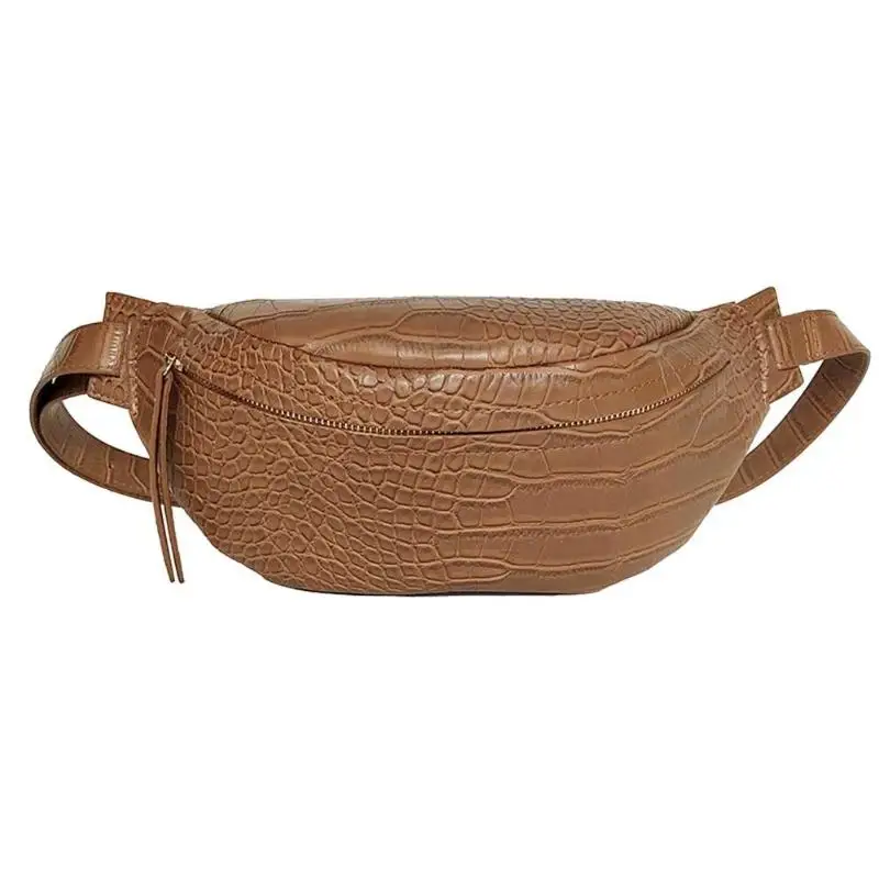 Light Brown Сплошной цвет Кроссбоди нагрудный ремень сумки Аллигатор шаблон Hobos для женщин поясная сумка из искусственной кожи Фанни сумки дамы - Цвет: Light Brown