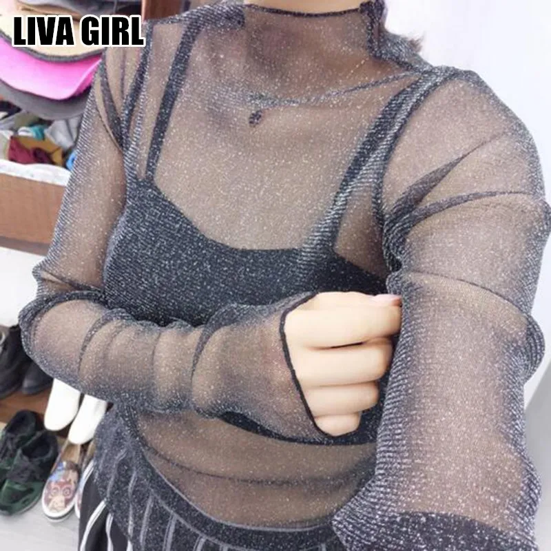 Liva Girl сексуальная перспектива открытые женские сетчатые топы блузка рубашка