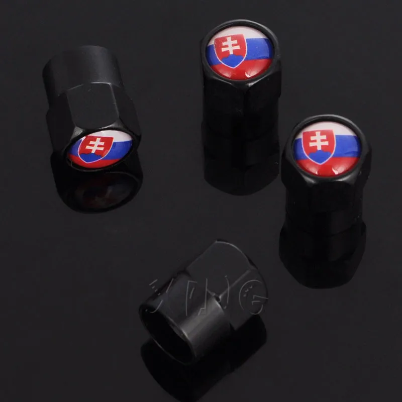 Slovakia Black 4 шт./компл. Универсальный Словакия вентиля покрышек легковых автомобилей, Кепки шины колесо, Шпиндельный воздушный клапан Кепки s авто грузовик пыли крышка для защиты от пыли для Subaru Renault - Цвет: Slovakia Black