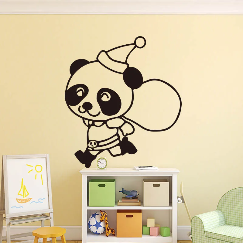 Рождественская панда мультфильм Настенный декор Vinilos Decorativos Para Paredes детская