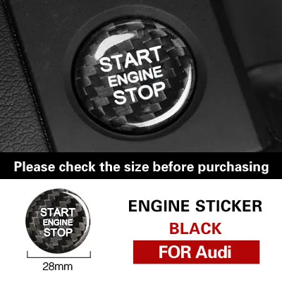 Для Audi A3 A4 A5 A6 c5 c6 Q5 Q7 S3 S6 S7 автомобильный двигатель из углеродного волокна кнопка запуска стоп накладка кольцо для ключей наклейки и наклейки для автомобиля - Название цвета: Engine Sticker Black