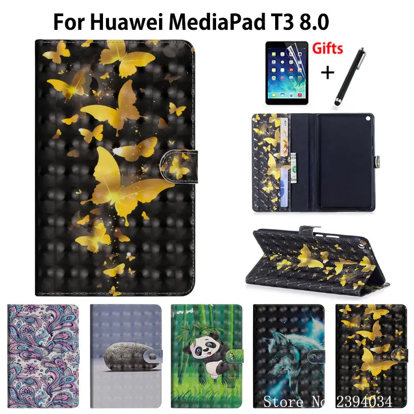 Чехол для Huawei MediaPad T3 8 0 &quot чехол планшета с рисунком животных из мультфильма Funda и