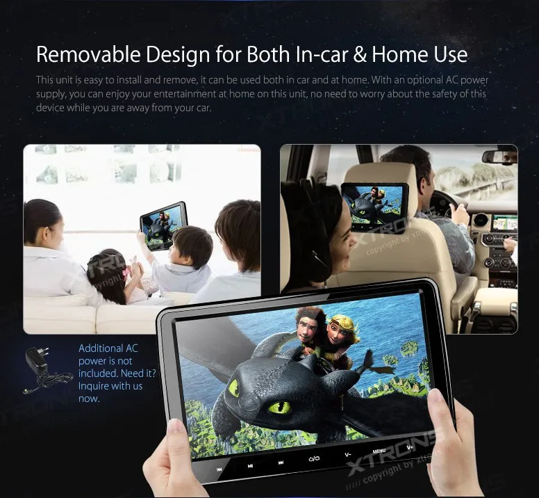 XTRONS 10," Универсальный подголовник для автомобильного сидения dvd-плеер с HDMI портом+ HD экран 1024*600+ IR Heasphones для детей