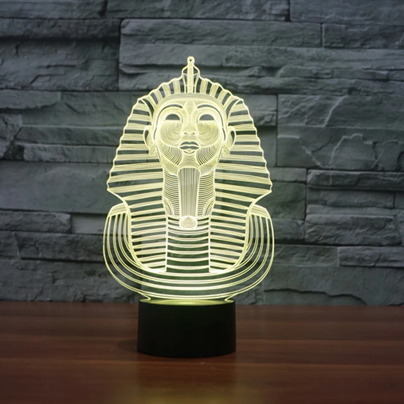 3D светодиодный Египетский Сфинкс с USB ночник Фараона 7 цветов меняющий настроение